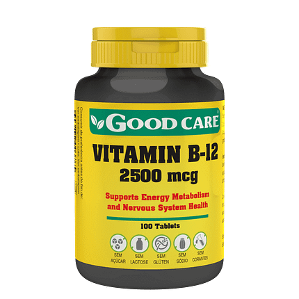 Vitamin B12 2500mcg, suplemento alimentar sem açúcar, sem glúten, sem lactose