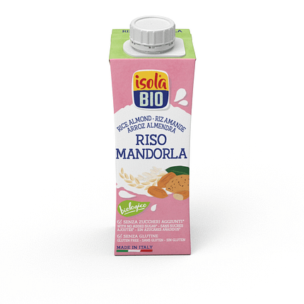 Bebida de Arroz com Amêndoa, biológica, sem açúcar, sem glúten