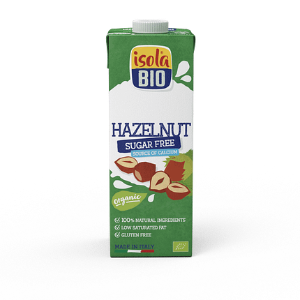 Bebida de Avelã com Cálcio, biológico, sem açúcar, sem glúten