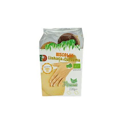 Biscoitos de Linhaça e Curcuma (Biscolax), com ingredientes biológicos
