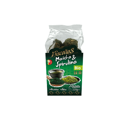 Biscoitos de Matcha e Spirulina, com ingredientes biológicos