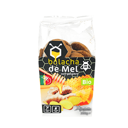 Bolachas de Mel com Gengibre, com ingredientes biológicos, sem lactose