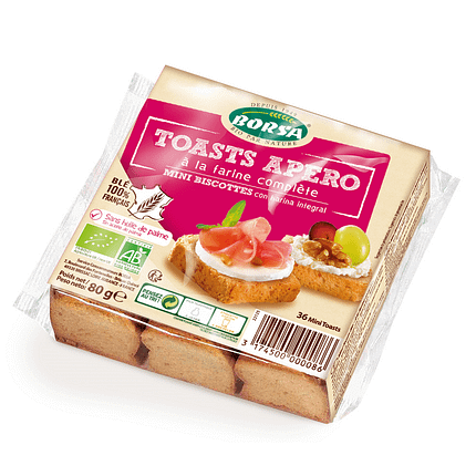 Mini Tostas com Farinha Integral, ingredientes biológicos