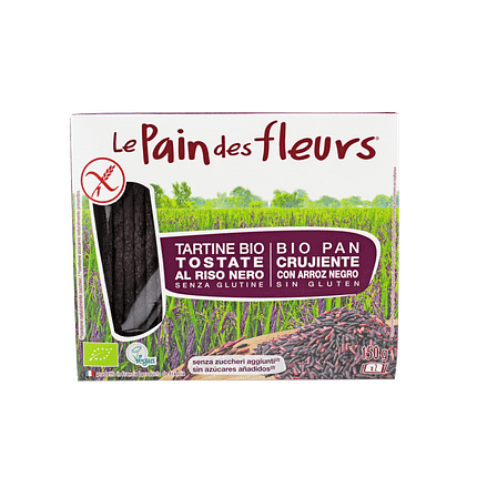 Pão com Arroz Preto, com ingredientes biológicos, sem glúten, vegan