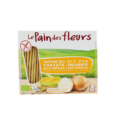 Pão Estaladiço com Cebola, com ingredientes biológicos, sem glúten, vegan