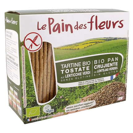 Pão com Lentilhas Verdes, com ingredientes biológicos, sem glúten, vegan