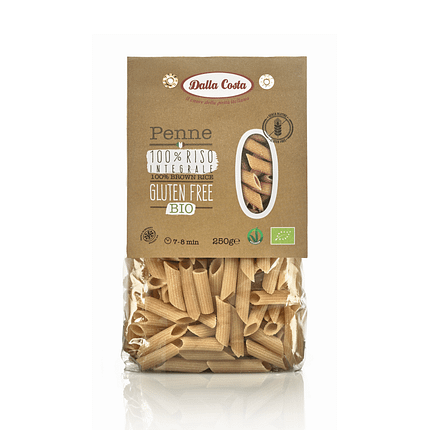 Penne de Arroz Integral, biológico, sem glúten, vegan