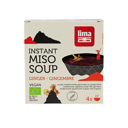 Sopa Miso Instantânea Gengibre, com ingredientes biológicos, sem glúten, vegan