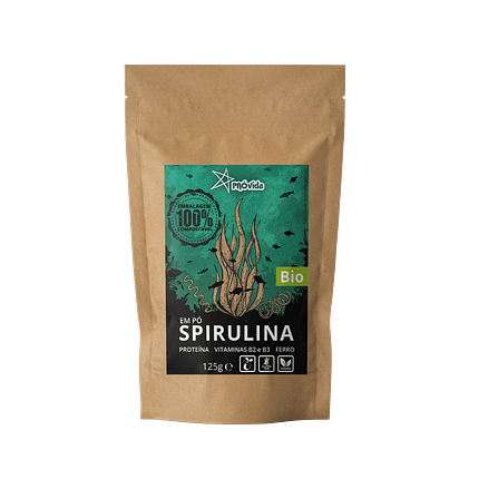 Spirulina em Pó, biológico, sem glúten, vegan