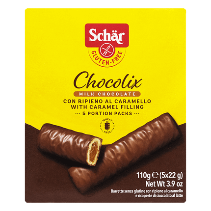 Chocolix - Barra com Chocolate e Caramelo, sem glúten