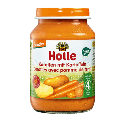 Puré de Cenoura e Batata, com ingredientes biológicos, sem glúten, sem lactose, vegan, vegetariano