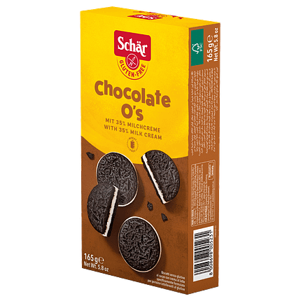 Bolachas de Cacau com Recheio de Creme de Leite, sem glúten