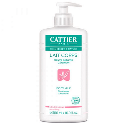 Leite Corporal Manteiga de Karité e Gerânio, com ingredientes biológicos