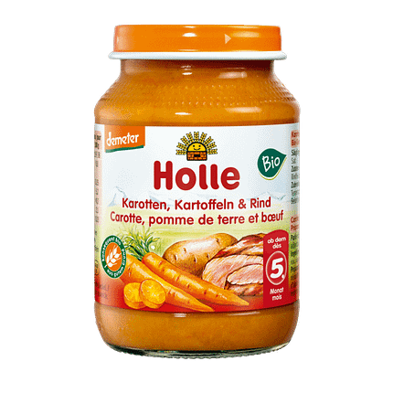 Puré de Cenoura, Batata e Carne de Vaca, com ingredientes biológicos, sem glúten, sem lactose