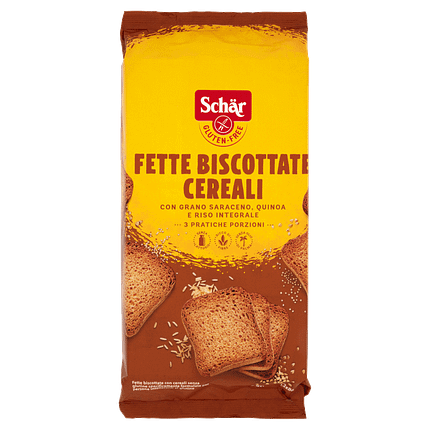 Tosta Fette Biscottate Cereais, sem glúten, sem lactose