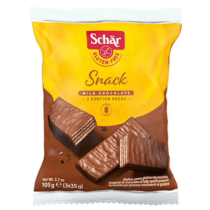 Wafers Snack Avelã e Cobertura de Chocolate, sem glúten