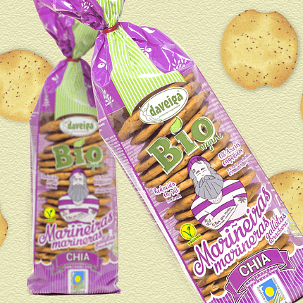 Bolachas Marinheiras com Sementes de Chia, com ingredientes biológicos, vegan