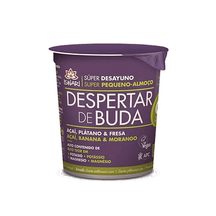 Cup Despertar do Buda Açaí, Banana Morango, com ingredientes biológicos, sem glúten, vegan