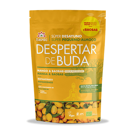 Despertar de Buda Manga e Baobab, com ingredientes biológicos, sem glúten, vegan
