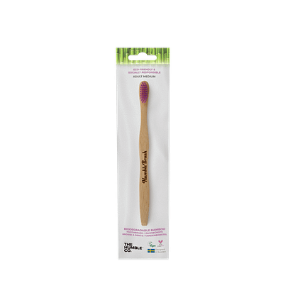 Escova de Dentes Bambu - Adulto Cabo Plano Média Mix THC Rosa
