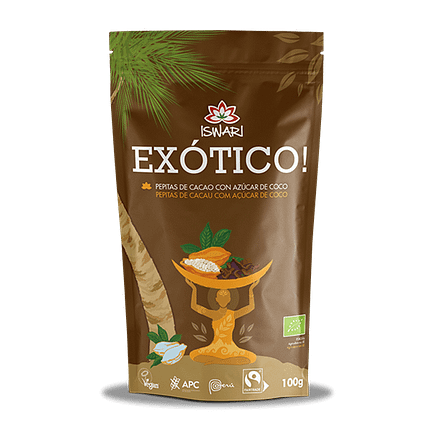Exótico, com ingredientes biológicos, sem glúten, vegan