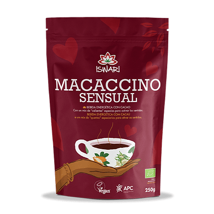 Macaccino Sensual, com ingredientes biológicos, sem glúten, vegan
