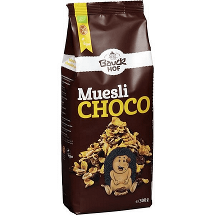 Muesli Crocante Chocolate, com ingredientes biológicos, sem glúten, vegan