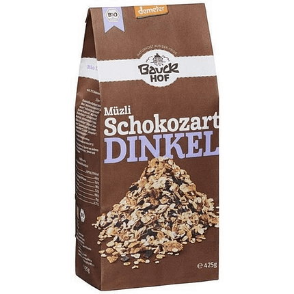 Muesli Trigo Espelta e Flocos de Chocolate, com ingredientes biológicos