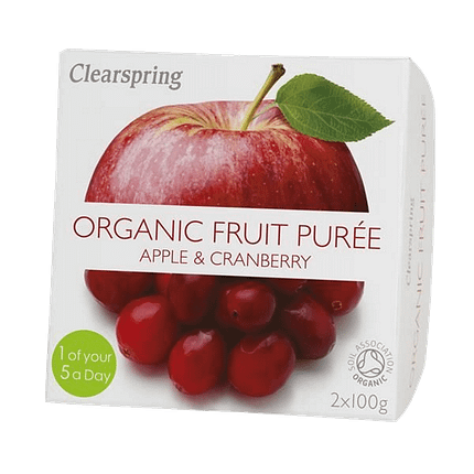 Puré Fruta Maçã e Arando Vermelho, biológico