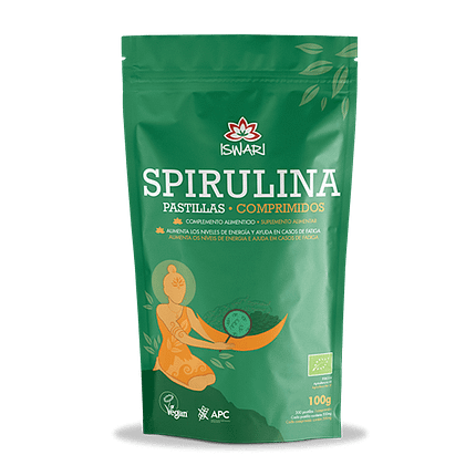 Spirulina Comprimidos, com ingredientes biológicos, sem glúten, vegan