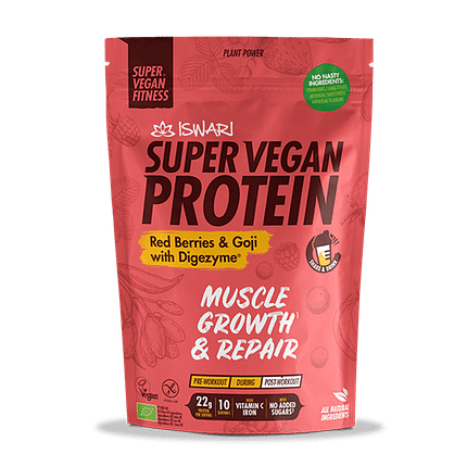 Super Vegan Protein Frutos Vermelhos e Goji, com ingredientes biológicos