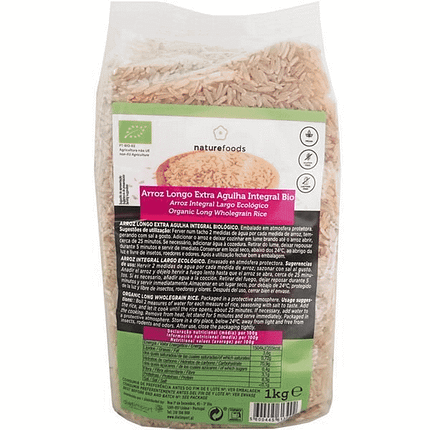 Arroz Extra Longo Agulha Integral Biológico, sem glúten, sem lactose, vegan