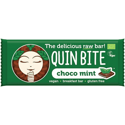 Barra Raw Chocolate Menta, com ingredientes biológicos, sem glúten, vegan