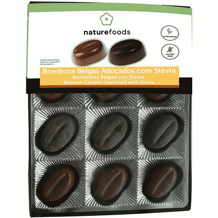 Bombons Praline Stevia, sem glúten, vegetariano