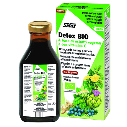 Detox Bio, suplemento alimentar sem álcool, sem glúten, sem lactose, vegan