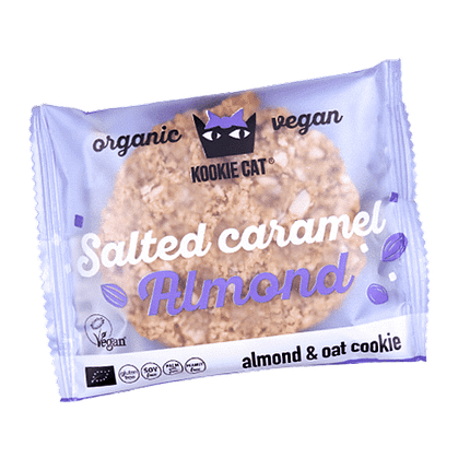 Kookie Salted Caramel Almond, com ingredientes biológicos, sem glúten, vegan