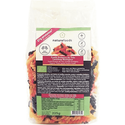 Massa Fusili 3 Lentilhas, biológico, sem glúten, sem lactose, vegan