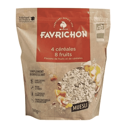 Muesli 4 Cereais + 4 Frutos, com ingredientes biológicos