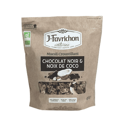 Muesli Crocante Chocolate e Coco, com ingredientes biológicos