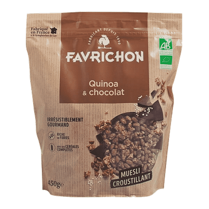 Muesli Quinoa Chocolate Crocante, com ingredientes biológicos