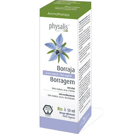 Óleo Vegetal Borragem, com ingredientes biológicos