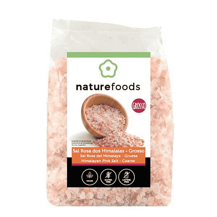 Sal Rosa dos Himalaias Grosso biológico, sem glúten, sem lactose, vegan