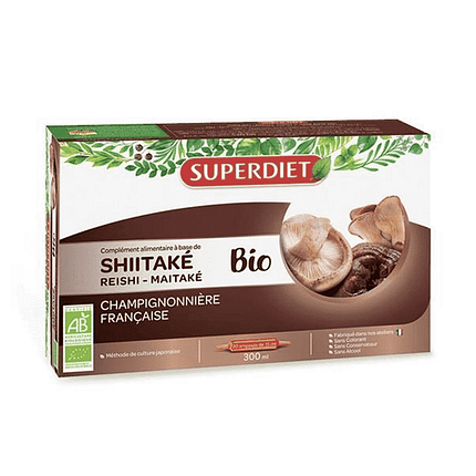 Shitake, Reishi e Maitake, suplemento alimentar com ingredientes biológicos