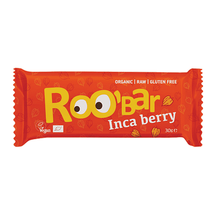 Barra de Bagas Inca e Laranja, biológica, sem glúten, vegan