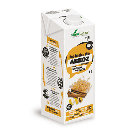 Bebida de Arroz Integral com Canela e Limão, com ingredientes biológicos