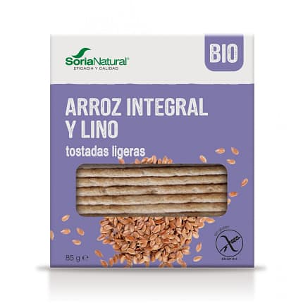 Tostas Ligeiras Crocantes De Arroz Integral e Linhaça Soria Natural Alimentação