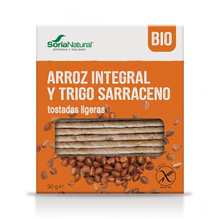 Tostas Ligeiras Crocantes De Arroz Integral e Trigo Sarraceno Soria Natural Alimentação
