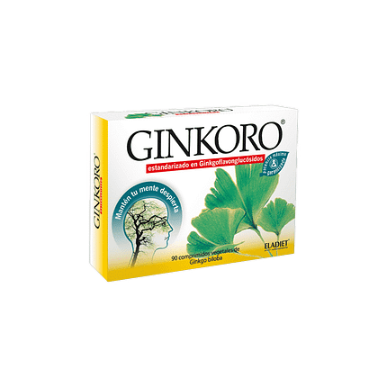 Ginkoro, suplemento alimentar sem açúcar, sem glúten, sem lactose