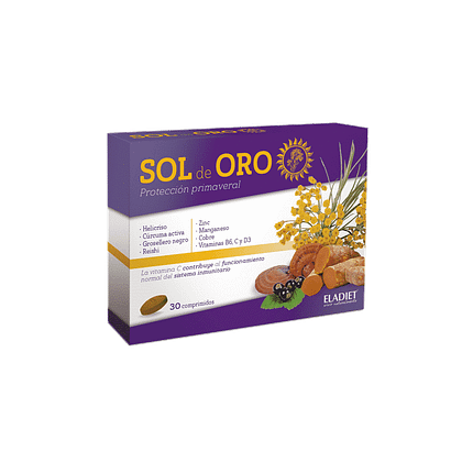 Sol de Oro, suplemento alimentar sem açúcar, sem glúten, sem lactose