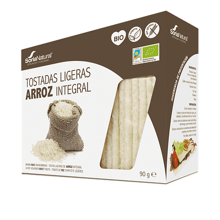 Tostas de Arroz Integral, com ingredientes biológicos, sem glúten, vegan